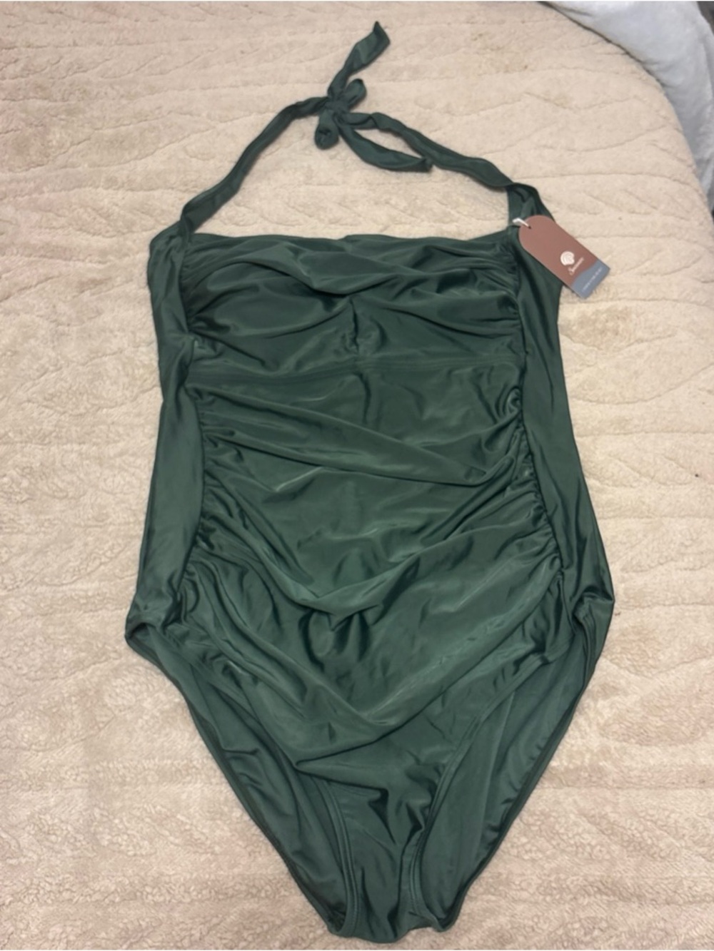 Smismuo Muted Teal Halter One-Piece Swimsuit Sz XXL